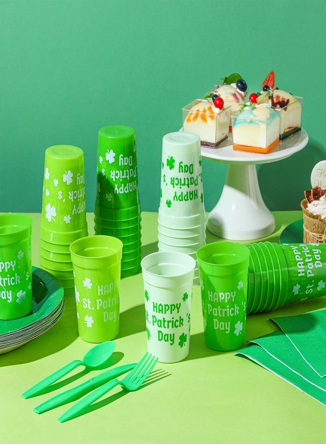 ماكس تشيك مجموعة ماكس تشيك من 120 كوبًا لحفلات عيد القديس باتريك، أكواب بلاستيكية للاستخدام مرة واحدة سعة 10 أونصات بتصميم نفل محظوظ ونبات البرسيم الأيرلندي، مثالية للأطفال والكبار، لتزيين حفلات المشروبات. - Image 3